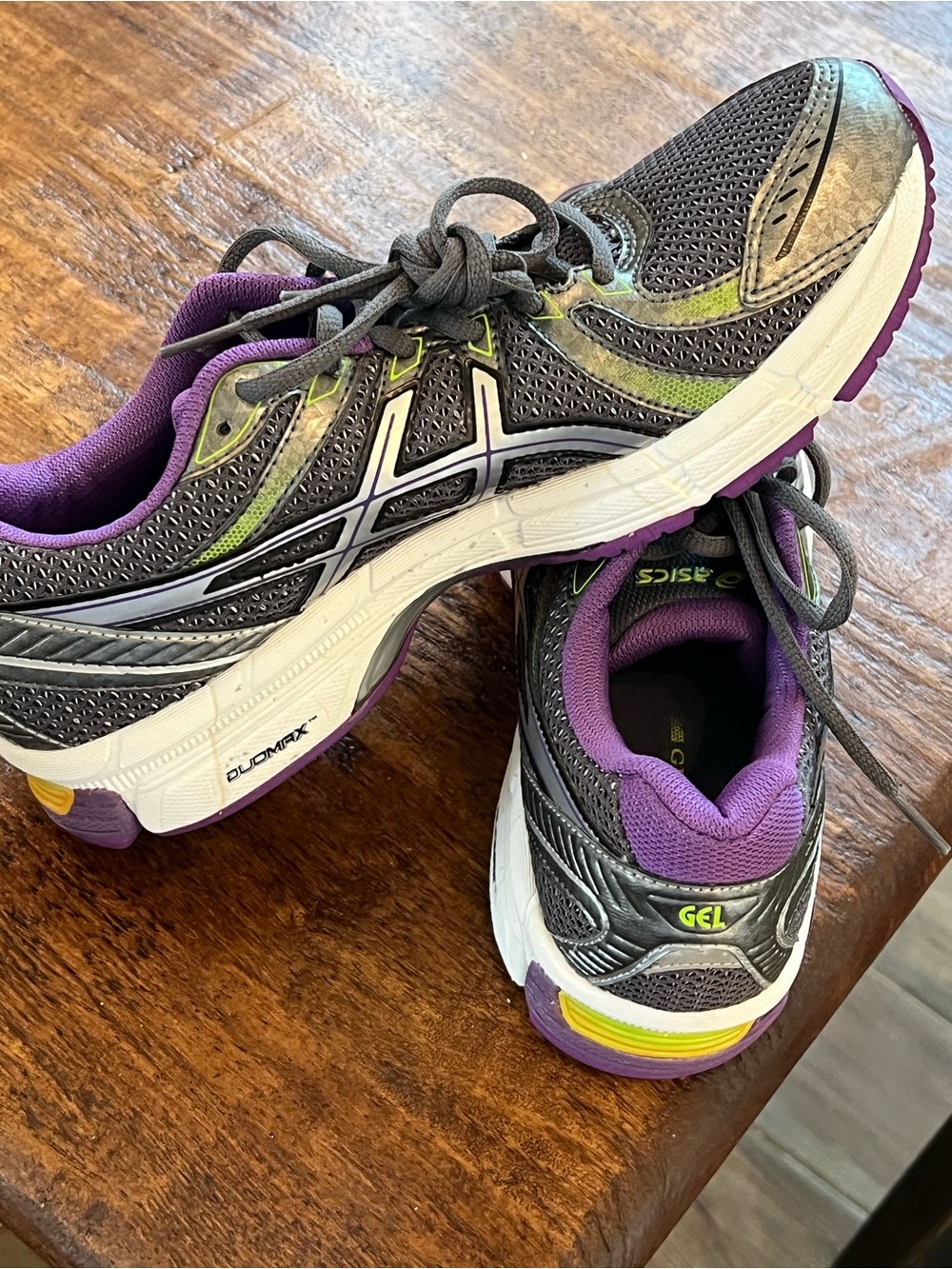 ASICS Gray Running Shoes with Purple & Lime Accents